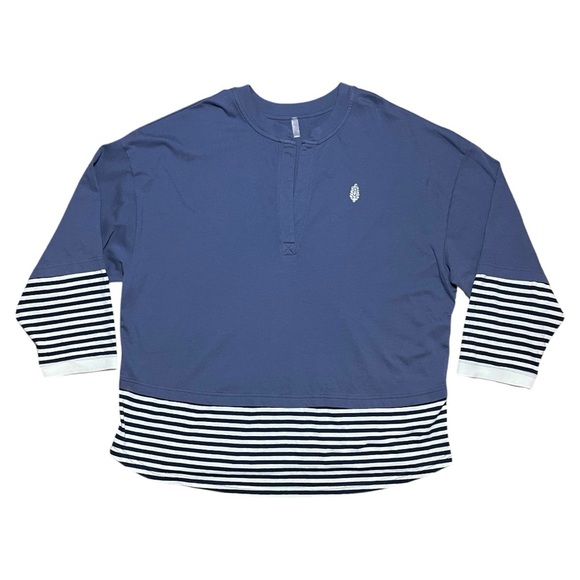 Free People Movement Side To Side Layer Oversized Long Sleeve Top In Blue Sz L - Picture 7 of 12